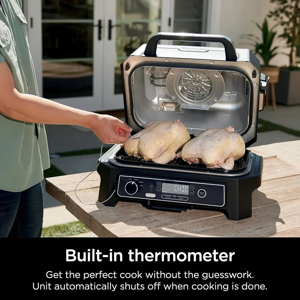 Ninja Woodfire Pro XL Grill i Wędzarnia Zewnętrzna 4 w 1 z Termometrem, Grill Master, Grill Wędzarniczy, Frytkownica Beztłuszczowa Zewnętrzna, Piekarnik, Przenośny, Elektryczny, Ciemnoszary, OG850, 2026