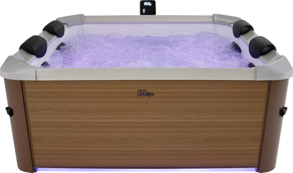 MSPA Whirlpool Oslo Amber – 160 x 160 x 65 cm – Dmuchane jacuzzi dla 6 osób ze 120 dyszami do masażu, 8 dyszami do hydromasażu, ogrzewaniem PTC, oświetleniem LED, dezynfekcją ozonową i pokrywą