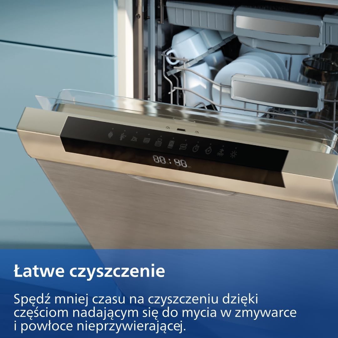 Philips Ovi Dual Basket z parą - Wyjątkowe funkcje gotowania Steamfry, Gotowania na parze, Airfry - 19 sposobów gotowania; pojemność 9L (3L + 6L), RapidAir Plus, automatyczne SteamClean (NA550/00)