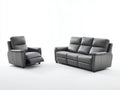 Zestaw sof rozkładanych ze skóry syntetycznej z funkcją relaksacyjną 210x95x102 cm - szary - nowoczesny design do salonu