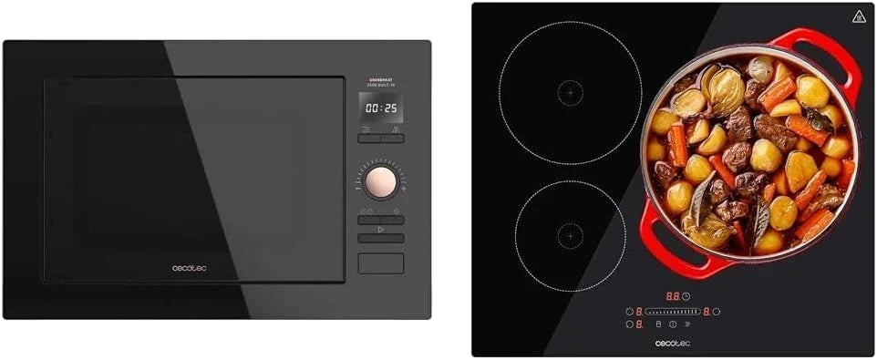 Kuchenka mikrofalowa do zabudowy cyfrowa Cecotec GrandHeat 2590 Built-In Black, 900 W, do zabudowy, 25 litrów, dotykowa, grill 1000 W, 8 funkcji wstępnie ustawionych, timer