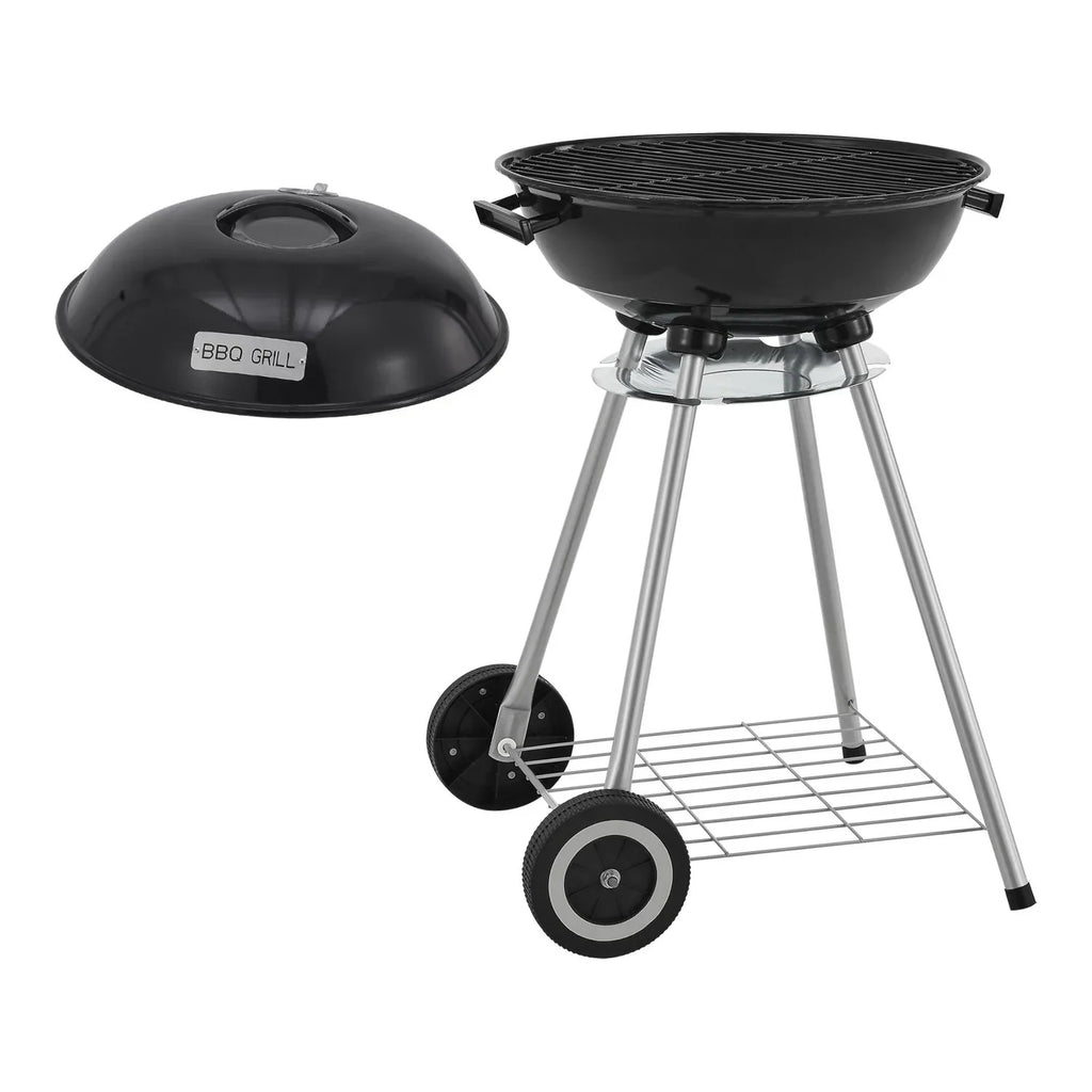 Okrągły grill węglowy Apricena z pokrywą 80x49x47cm - Czarny [casa.pro]