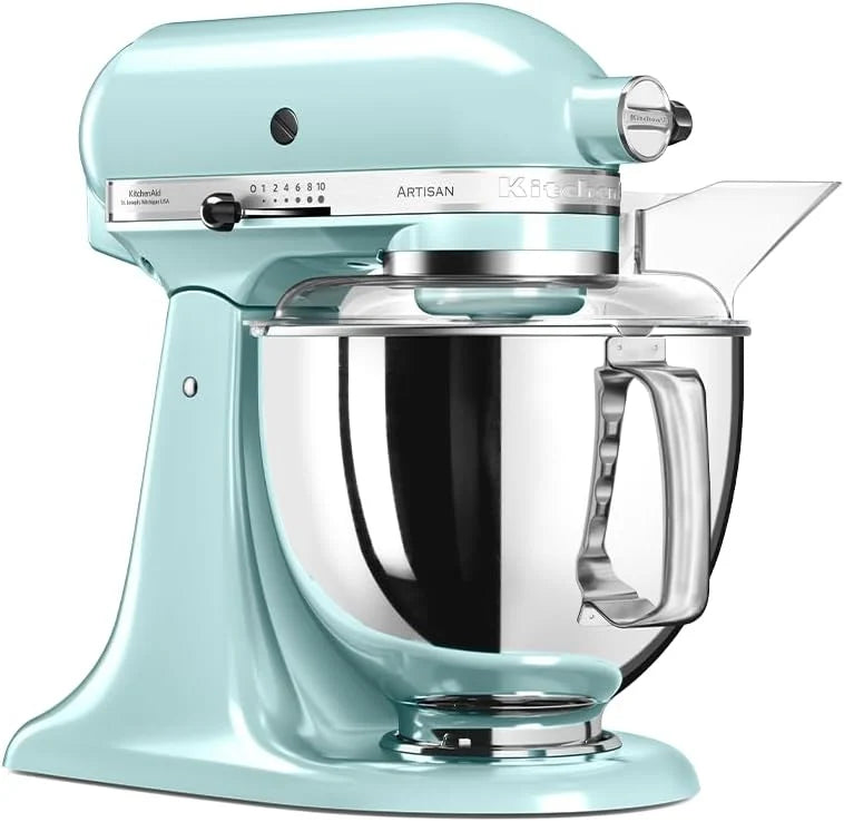 KitchenAid Mikser planetarny — Artisan — Robot kuchenny z uchylną głowicą — Mikser z 5 akcesoriami — Mikser cukierniczy z 2 misami ze stali nierdzewnej — 4,8 L i 3 L — Błękitny lód