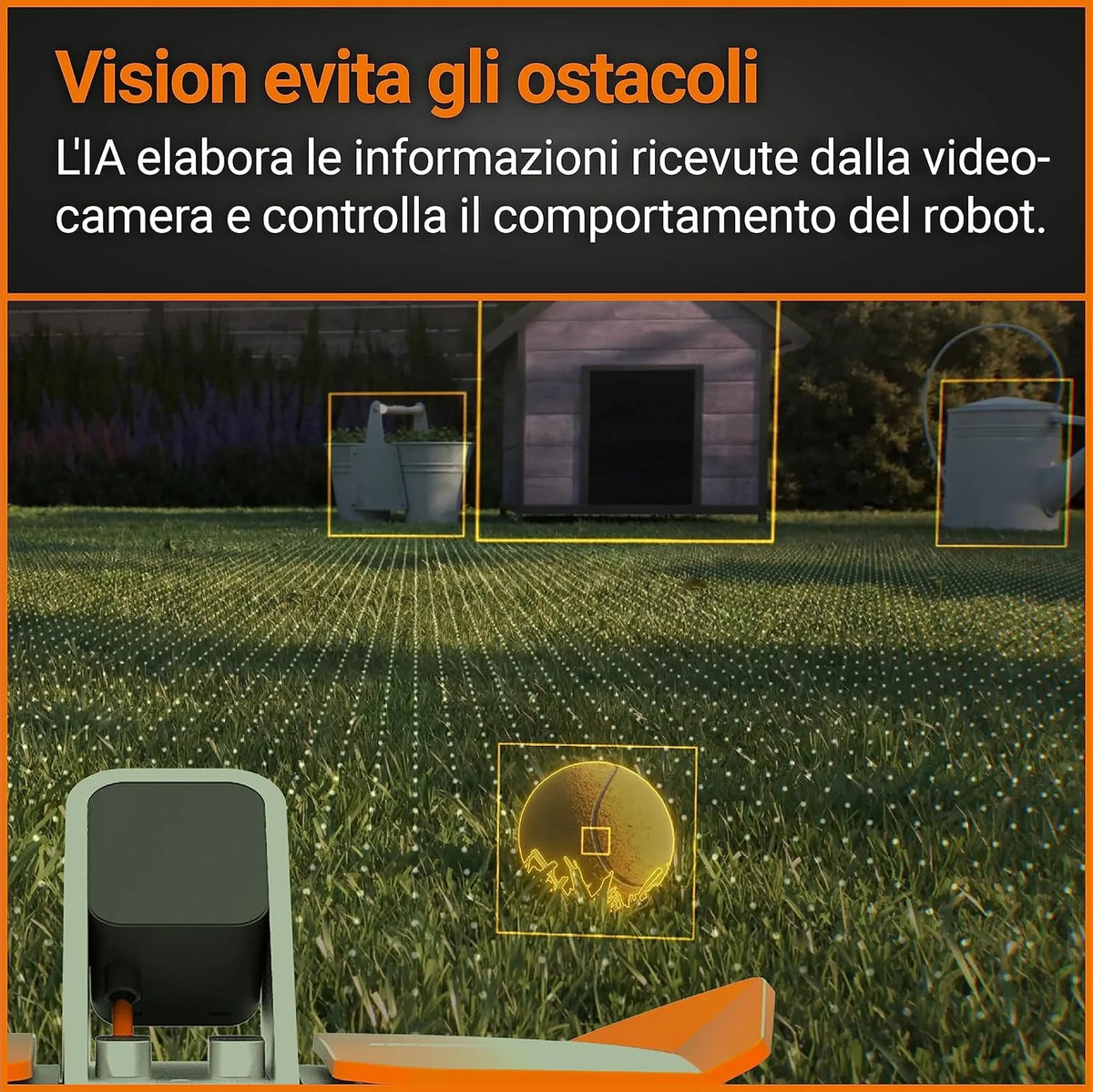 WORX Landroid Vision M550 WR205E kosiarka automatyczna do trawników o powierzchni do 550 m² – inteligentna kosiarka automatyczna bez przewodu granicznego – Wi-Fi i Bluetooth – aktywne unikanie przeszkód z