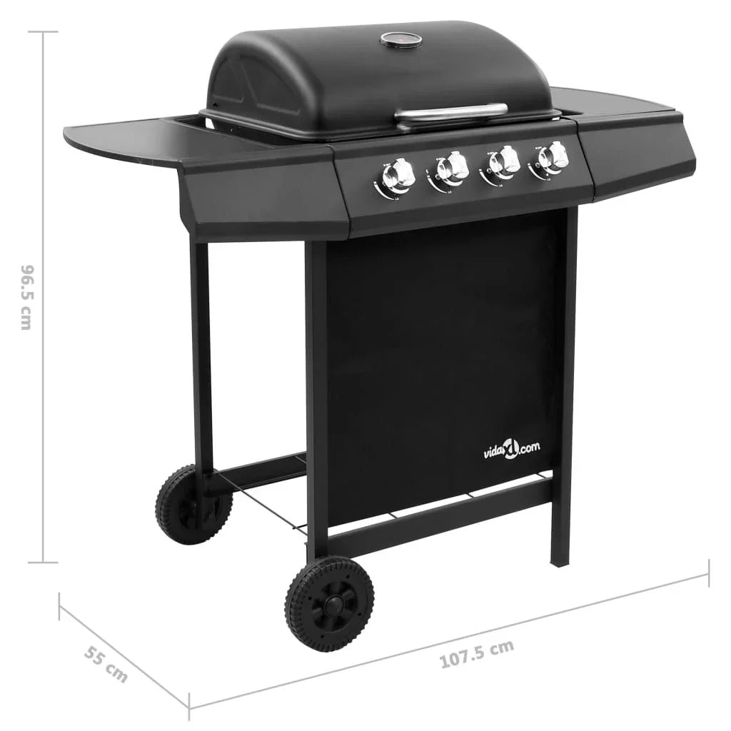Grill Gazowy Czarny Z 4 Palnikami Vidaxl