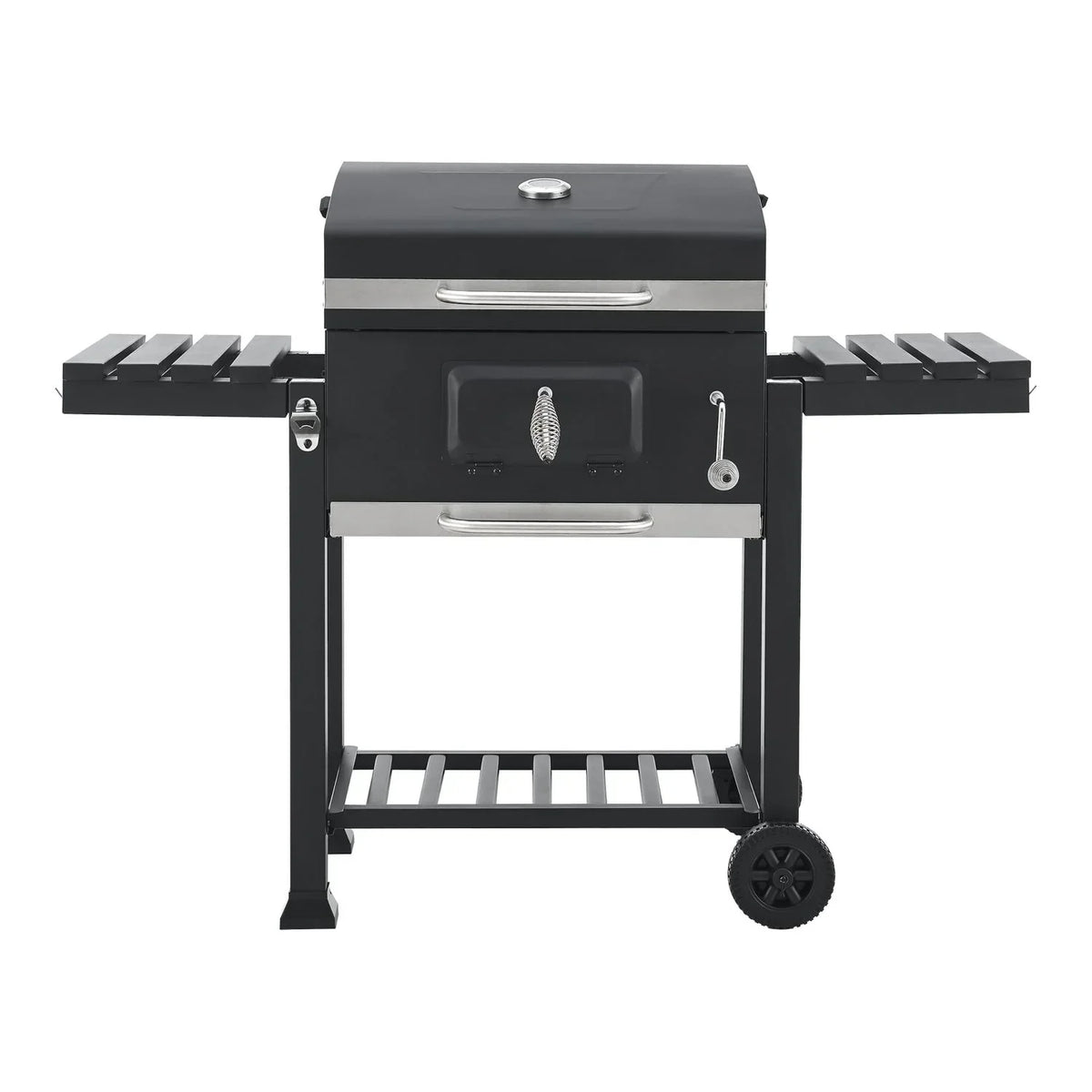 Grill węglowy Arnad z 2 półkami Stal 105x135x48cm - Czarny [casa.pro]