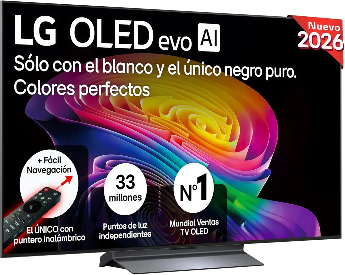 LG OLED65C54LA - Telewizor 65", OLED EVO 4K, Smart TV AI C5, WebOS 25, Super Upscaling, Dolby Vision i Dolby Atmos, AMD FreeSync, Alexa/Asystent Google, Czarny