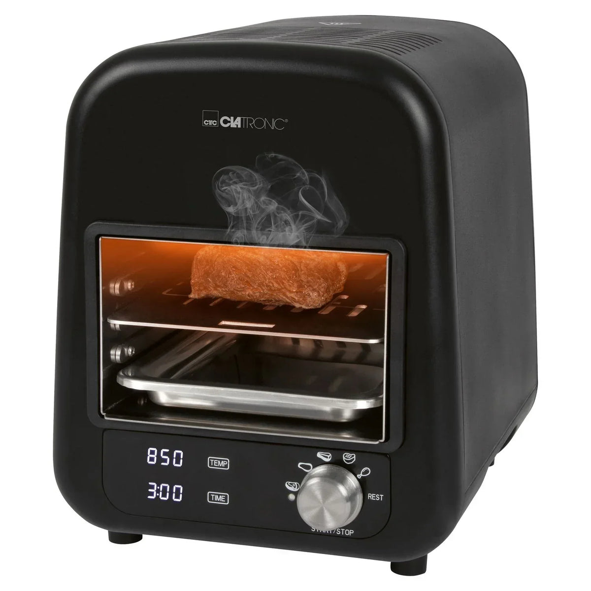 Elektryczny grill na podczerwień Barbacoa, grill ceramiczny, 5 programów gotowania, 850°C, czarny środek, 1600 W Clatronic Ebg 3760