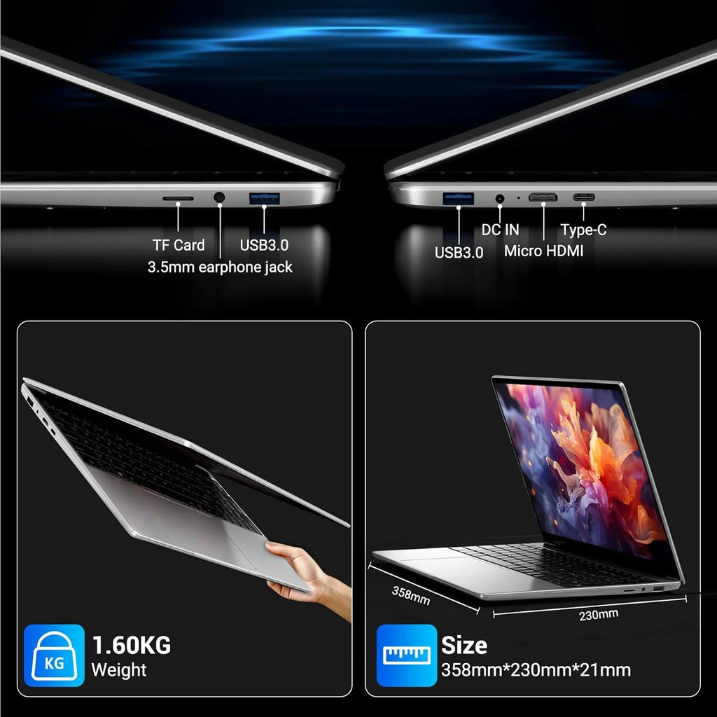 Laptop 15,6 cala, Win11, 16 GB RAM, 512 GB SSD, procesor N95 (do 3,4 GHz), laptop IPS HD 1920 x 1080 FHD, z WiFi 5, HDMI, 2*USB 3.0, Type-C, gniazdem kart TF