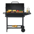 Grill węglowy Armento z 2 kółkami i termometrem, stal - czarny [casa.pro]