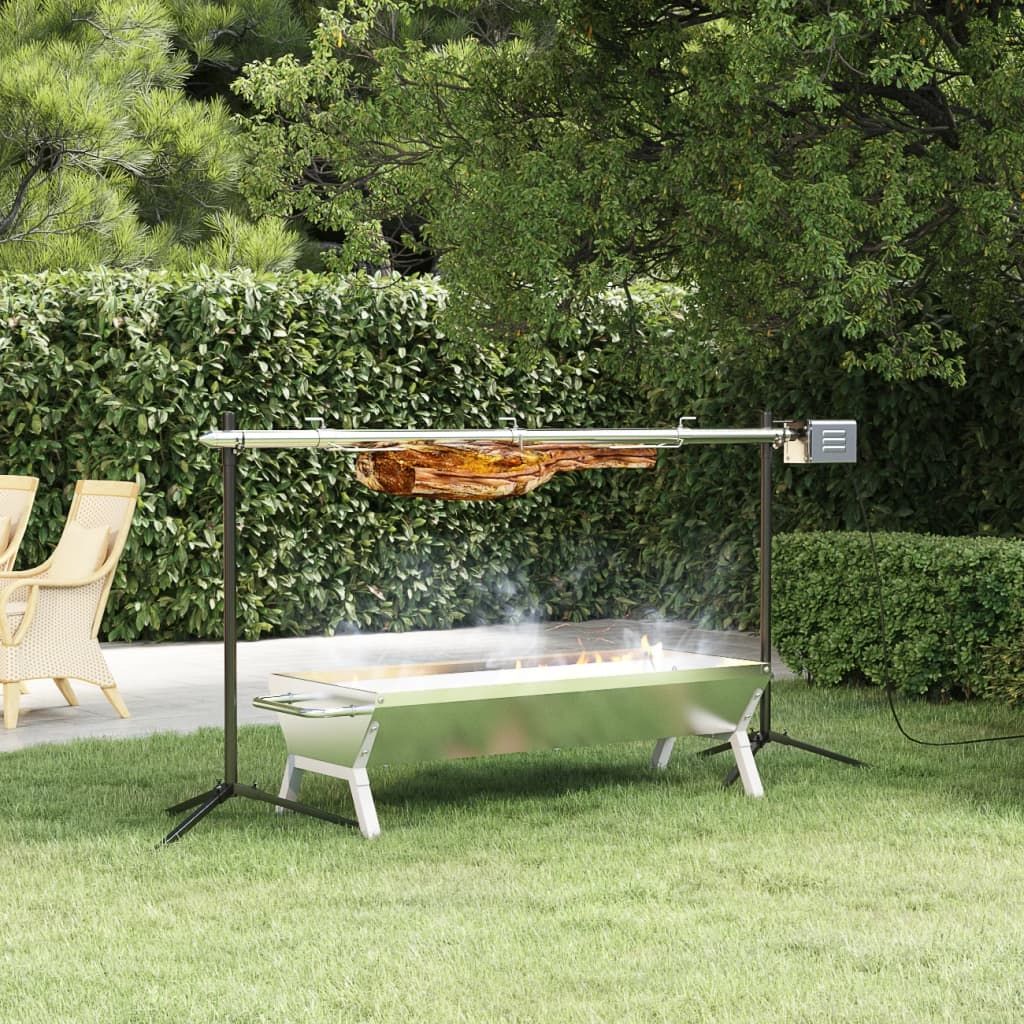 Taca do grill ze stali nierdzewnej srebrna 118x42x30,5 cm Vidaxl