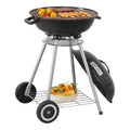 Okrągły grill węglowy Apricena z pokrywą 80x49x47cm - Czarny [casa.pro]