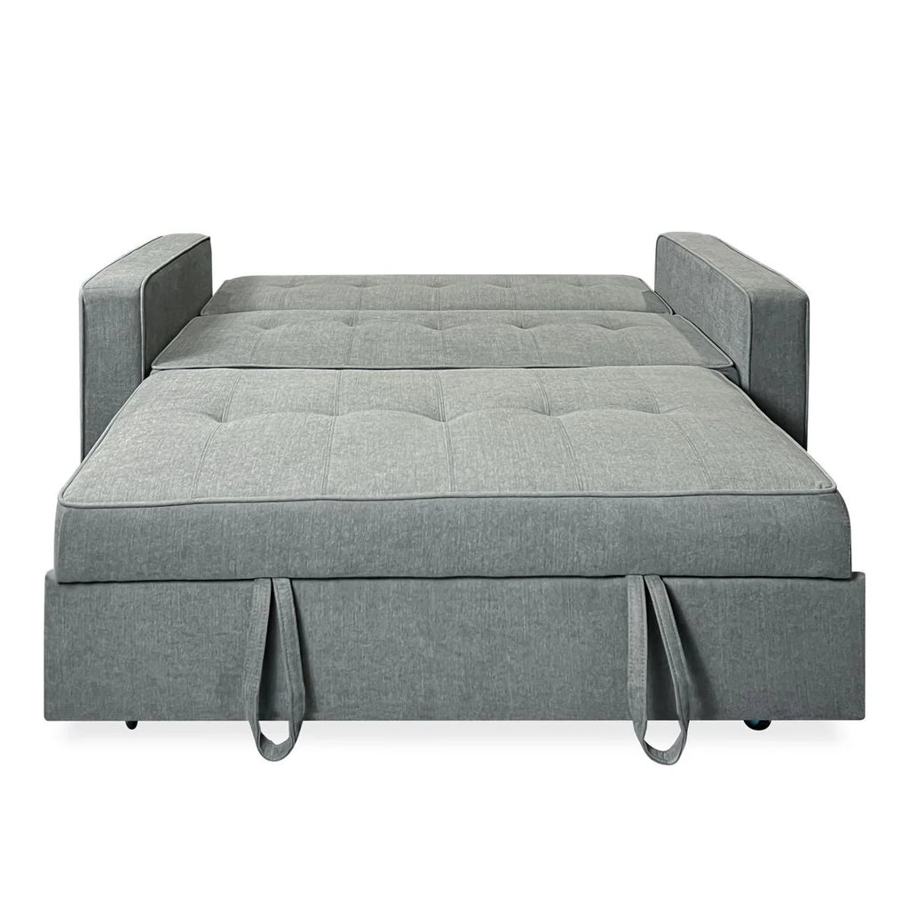 Sofa dwuosobowa rozkładana model Vienna z podłokietnikami, szara, nowoczesna, praktyczna i funkcjonalna