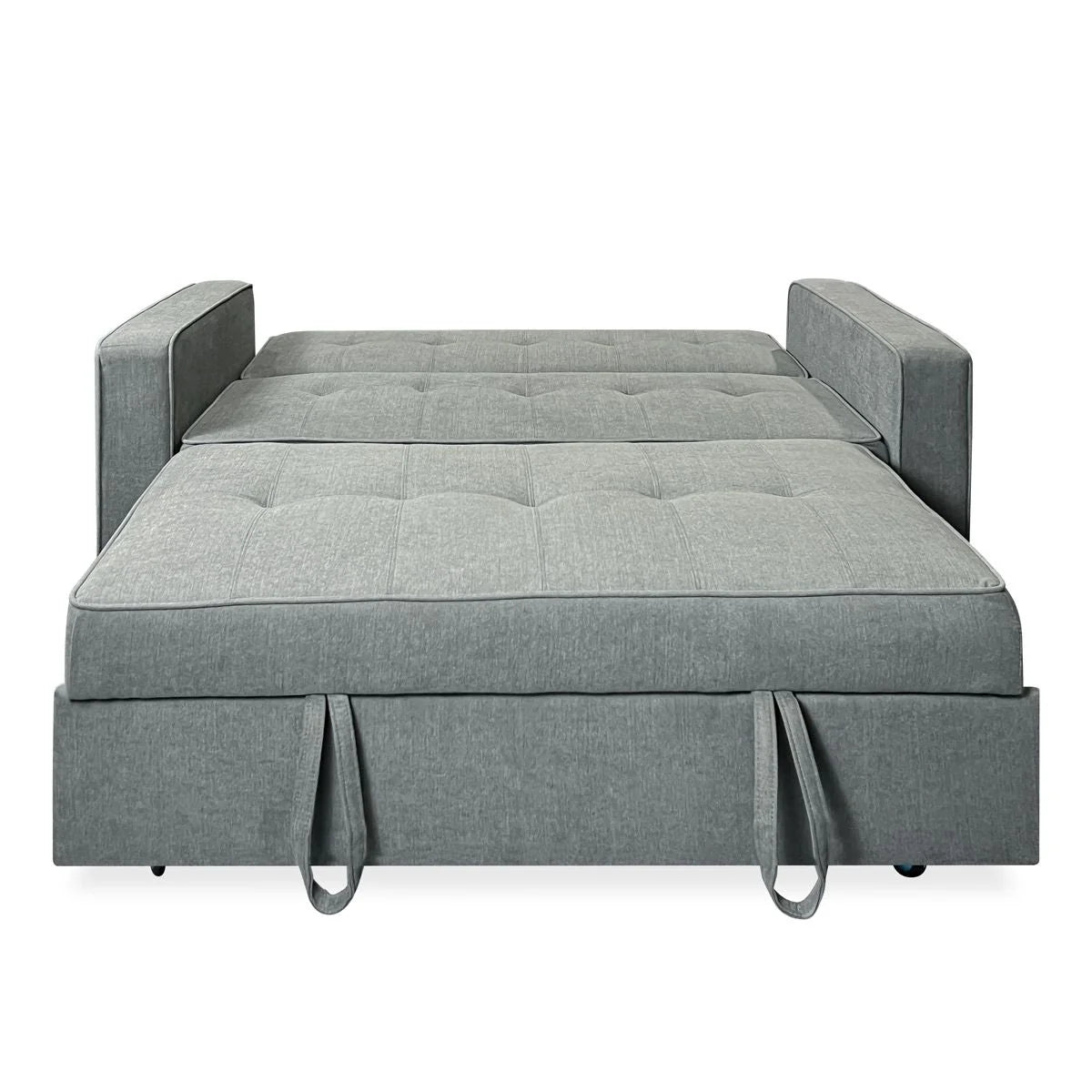 Sofa dwuosobowa rozkładana model Vienna z podłokietnikami, szara, nowoczesna, praktyczna i funkcjonalna