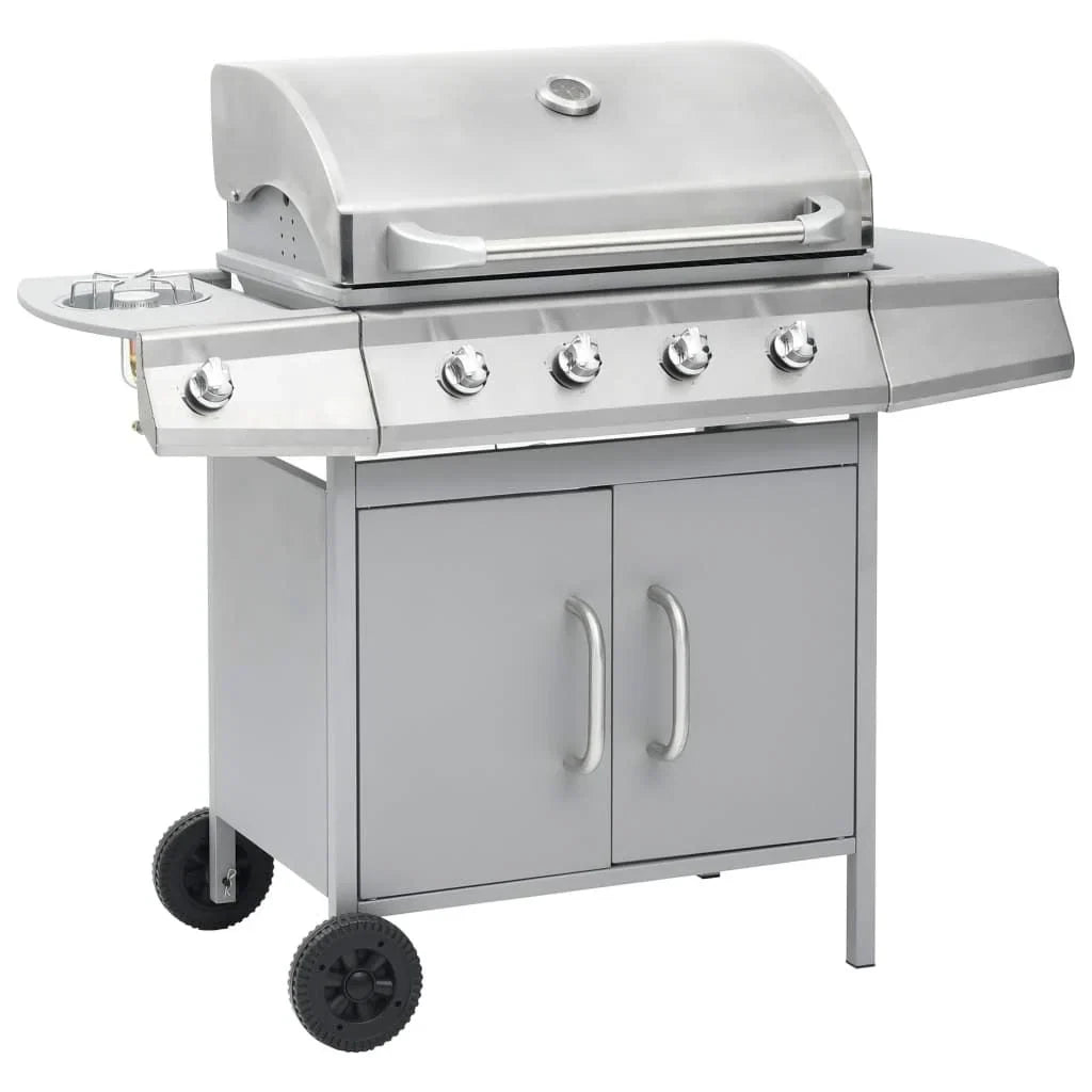 Grill Gazowy Barbacoa 4+1 Palniki Srebrny Vidaxl