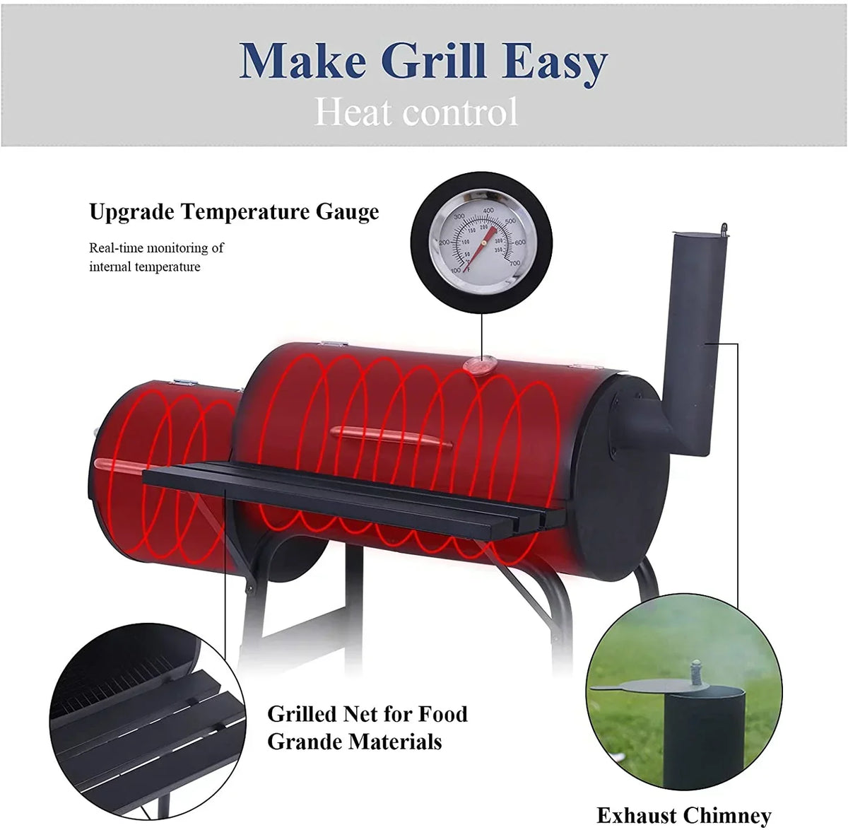 2026 Grill węglowy Vebreda do zastosowań zewnętrznych – Grill, wędzarnia i rożen do patio i ogrodu