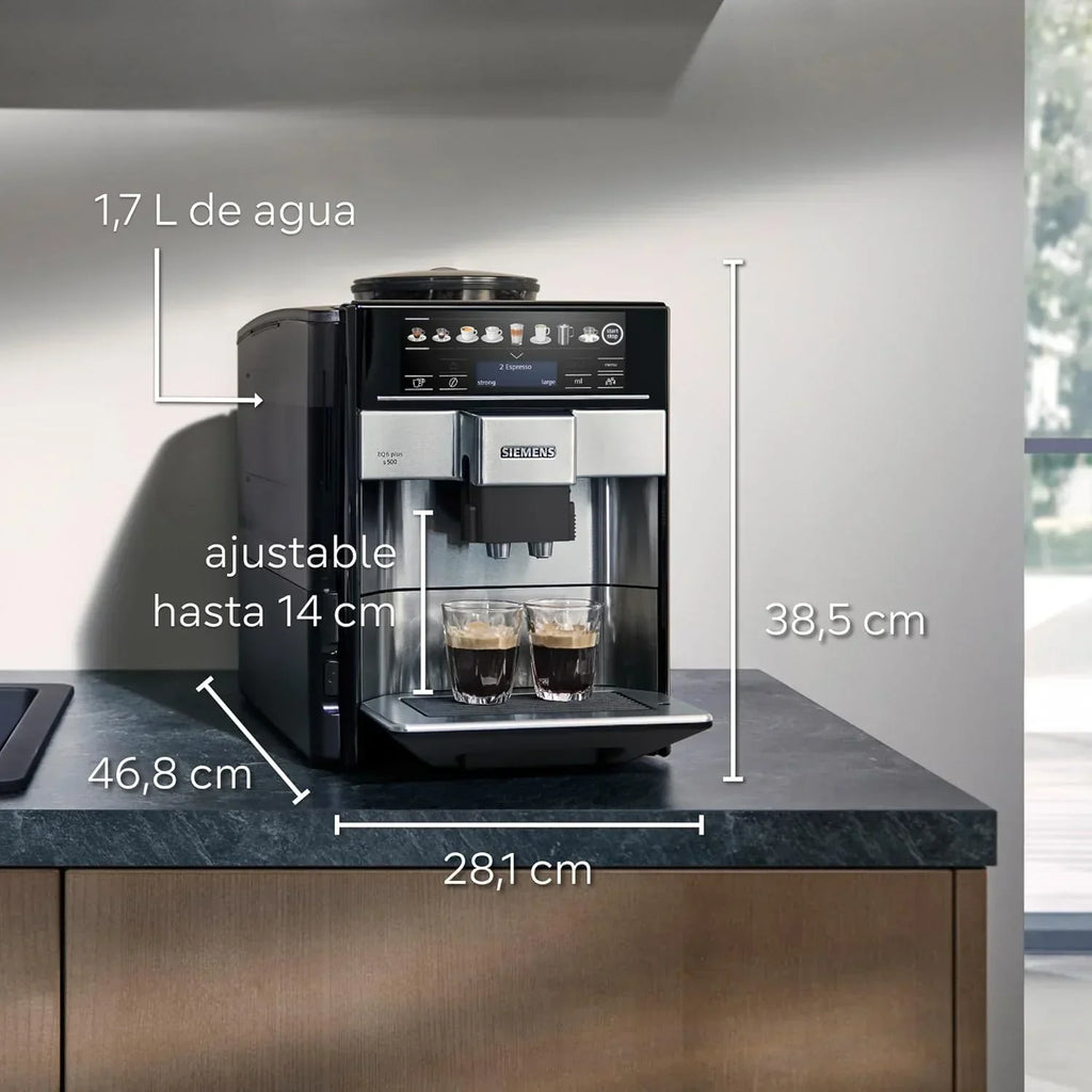 Siemens – Ekspres automatyczny EQ6 plus s500, aromaDouble Shot, autoMilk Clean, ceramDrive, Display CoffeeSelect, Czarny/Inox, TE655203RW