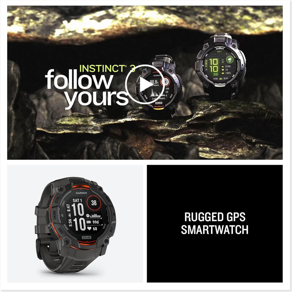 Zegarek Garmin Instinct 3 GPS, 50mm, Smartwatch, solarny, czarna ramka