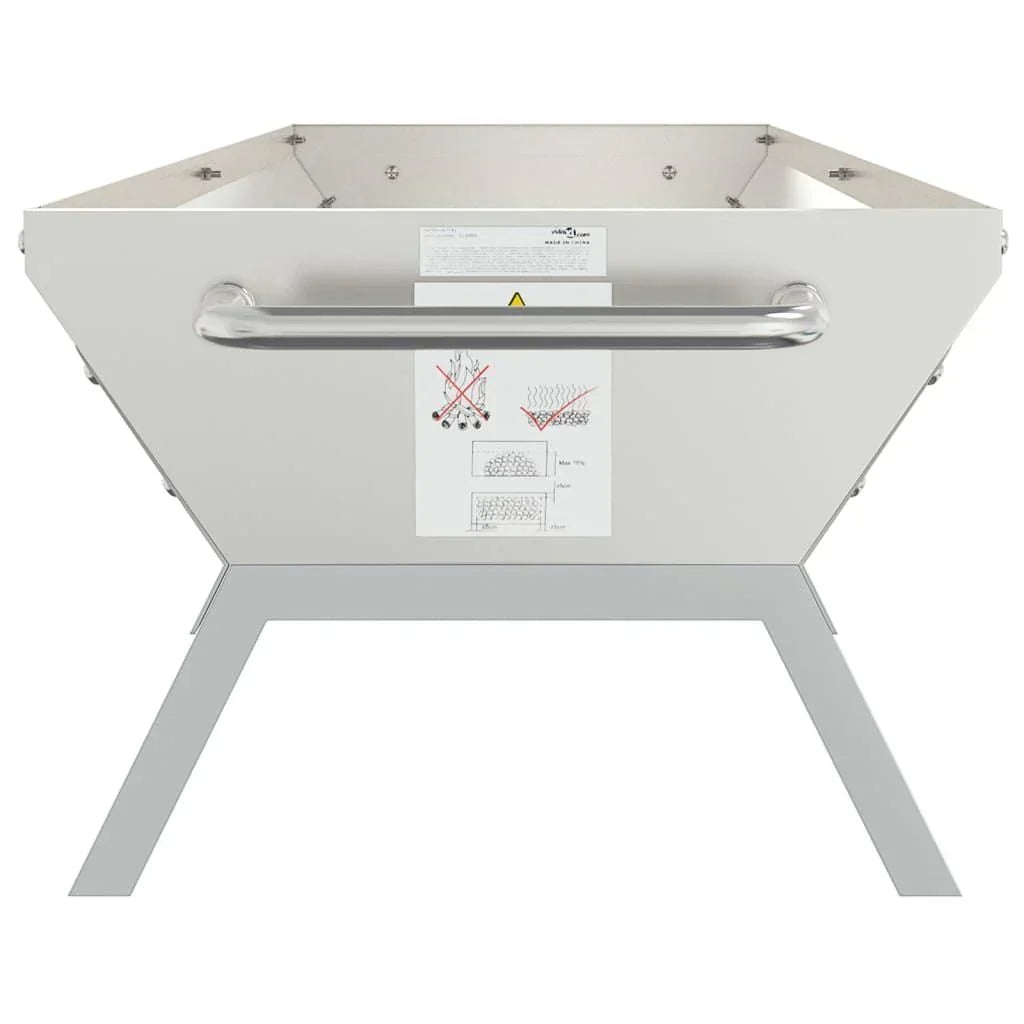 Taca Na Grill Stal Szlachetna Srebrna 158x42x31 Cm Vidaxl
