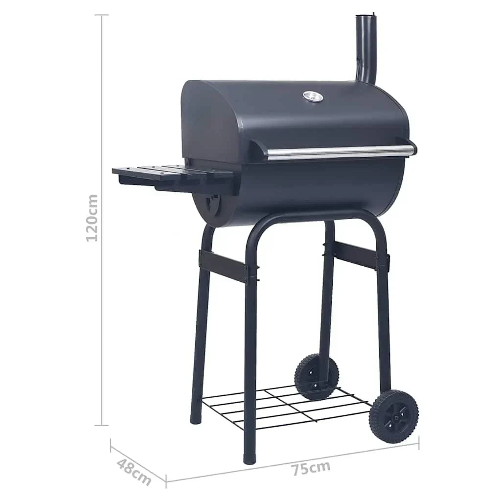 Grill Węglowy Z Wędzarnią I Dolną Półką Czarny Vidaxl