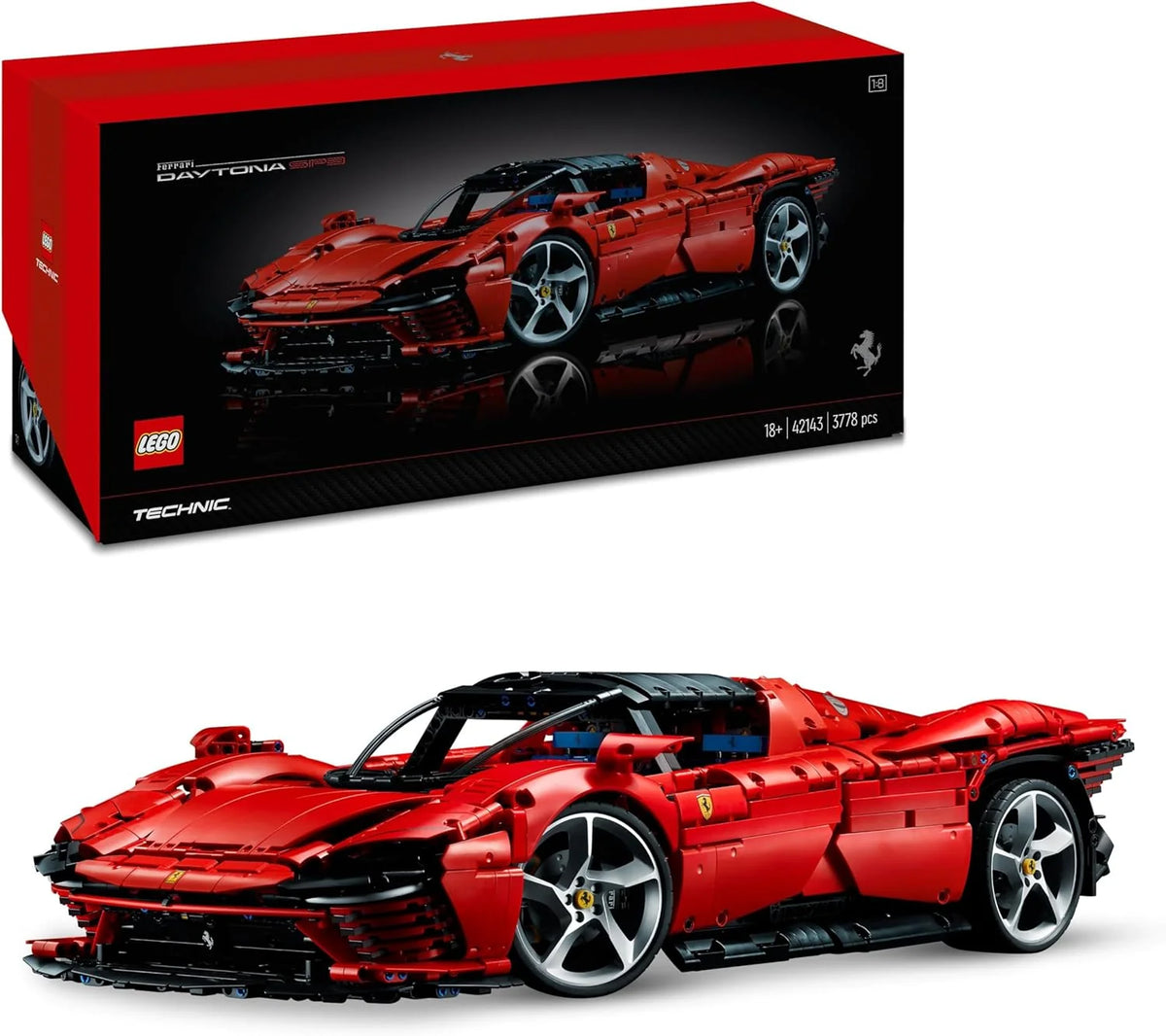 LEGO Technic Ferrari Daytona SP3, Czerwony Model Supersamochodu do Zbudowania, Skala 1:8, Kolekcjonerski Prezent dla Mężczyzn i Kobiet, Ostateczny Koncept Samochodu 42143