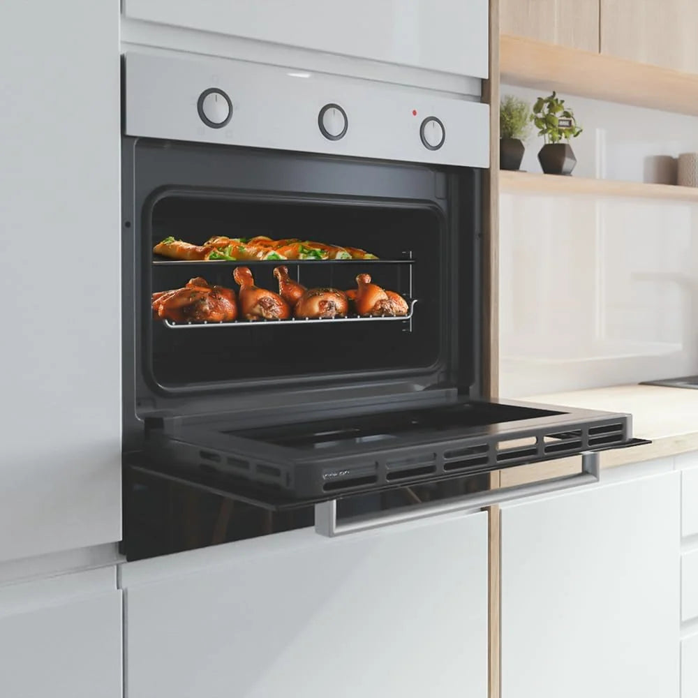 Cecotec Piekarnik do Zabudowy 45cm Wysokości Konwencjonalny Bolero Hexa C134500 Inox A. 2600W, Pojemność 56L, Niskie Zużycie Energii, 4 Funkcje, Minutnik, Czyszczenie Parowe, Gotowanie na Parze