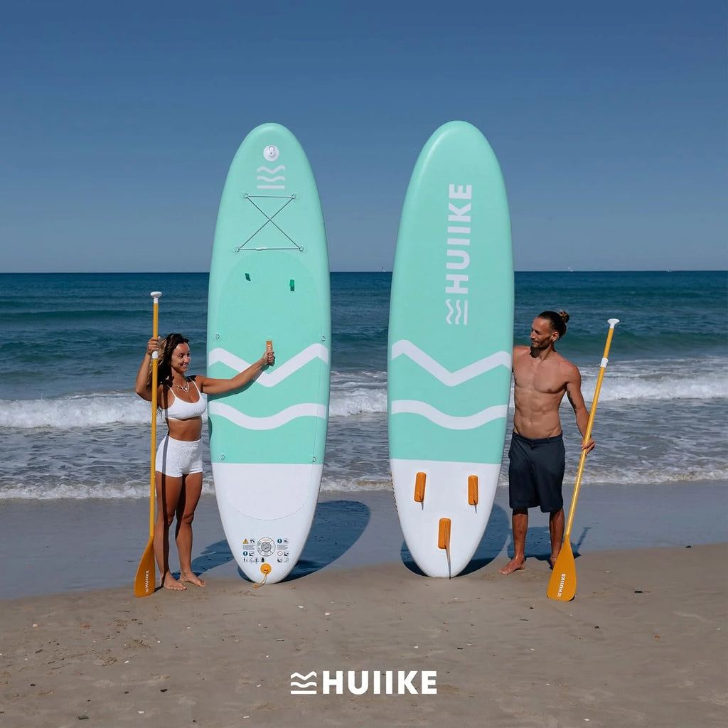 HUIIKE Deska SUP Pompowana z Akcesoriami w Zestawie: Wiosło, Stateczniki, Pompka. Stand Up Paddle Board o Dużej Stabilności i Wytrzymałości. 305 x 84 x 15 cm, Udźwig do 130 kg