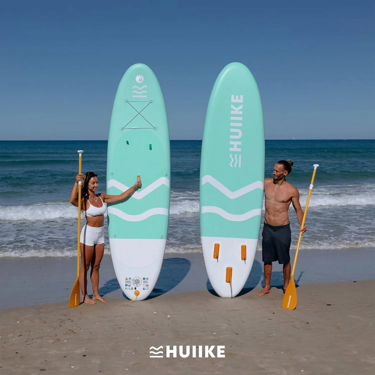 HUIIKE Deska SUP Pompowana z Akcesoriami w Zestawie: Wiosło, Stateczniki, Pompka. Stand Up Paddle Board o Dużej Stabilności i Wytrzymałości. 305 x 84 x 15 cm, Udźwig do 130 kg