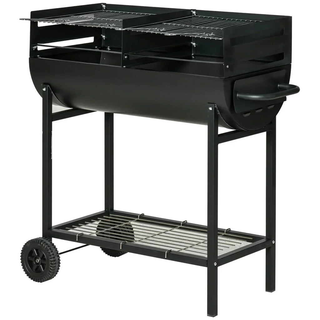 Metalowy Grill Węglowy 90x45x96 Cm-outsunny. Czarny