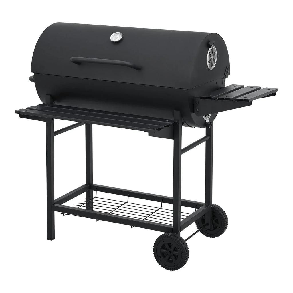 Grill węglowy Armento z 2 kółkami i termometrem, stal - czarny [casa.pro]