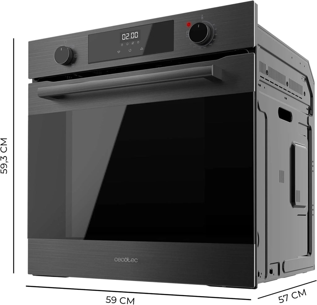 Cecotec Piekarnik do zabudowy wielofunkcyjny 60 cm Bolero Hexa M226000 Matt A. 2800W, 72L, 7 funkcji, tryb grill, grill z termoobiegiem, tryb konwekcji, rozmrażanie, Steam Base X2, Steam EasyClean, Steam Assist