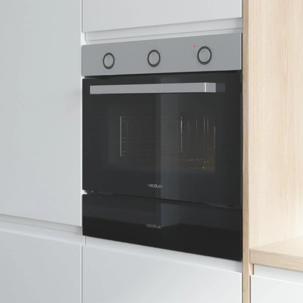 Cecotec Piekarnik do Zabudowy 45cm Wysokości Konwencjonalny Bolero Hexa C134500 Inox A. 2600W, Pojemność 56L, Niskie Zużycie Energii, 4 Funkcje, Minutnik, Czyszczenie Parowe, Gotowanie na Parze