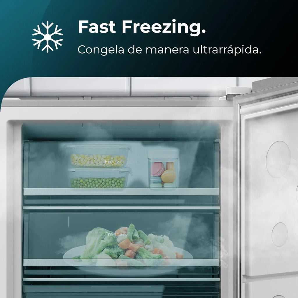 Cecotec Zamrażarka pionowa 380L Bolero CoolMarket UF 380 inox D. 1950W, silnik Inverter Plus, niskie zużycie energii, Total No Frost, wyświetlacz w drzwiach, możliwość przekształcenia w lodówkę, Multi Airflow