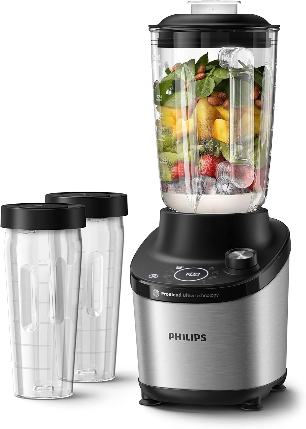 Philips Viva Collection Wyciskarka wolnoobrotowa - szybkie czyszczenie, szeroki otwór na produkty, blokada kapania, części można myć w zmywarce, pojemność 1 l (HR1889/70)