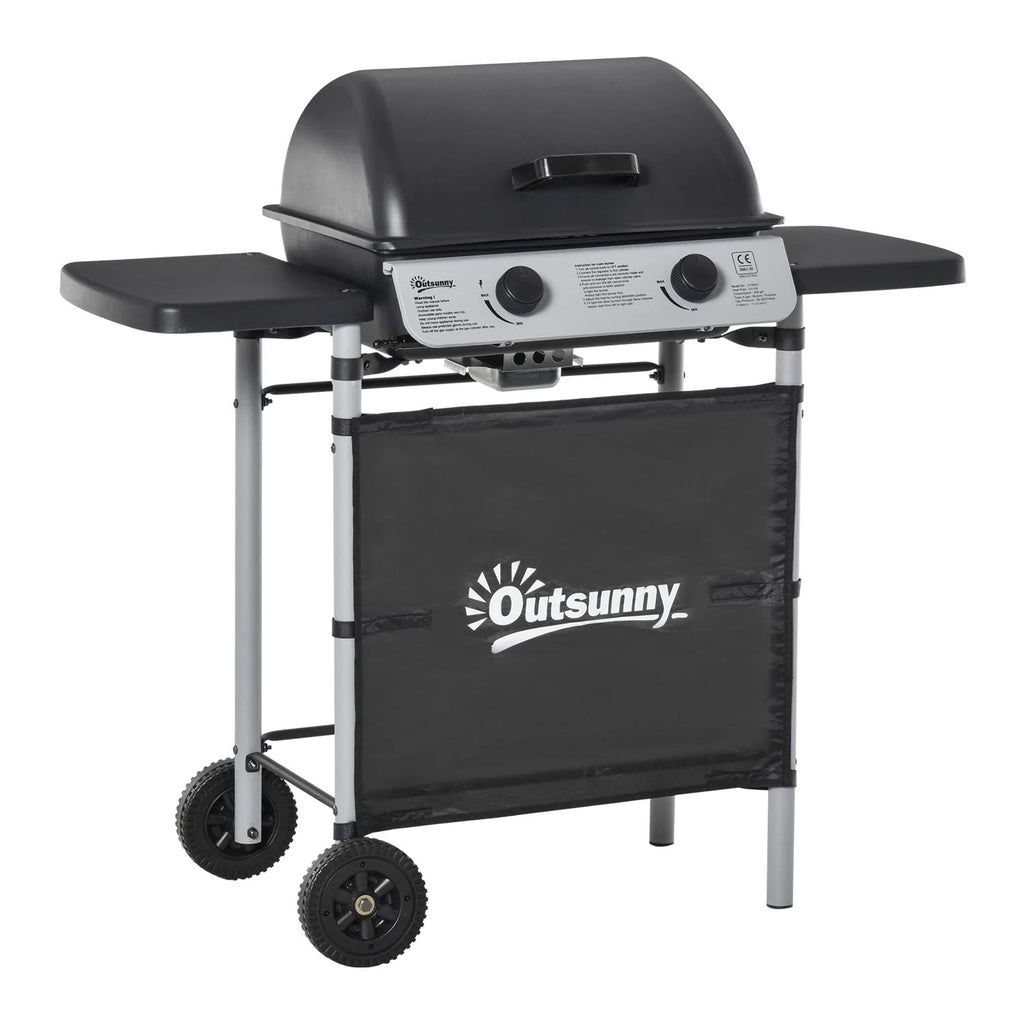 Grill Gazowy Outsunny Stal PP, 104x49x99 cm, Czarny