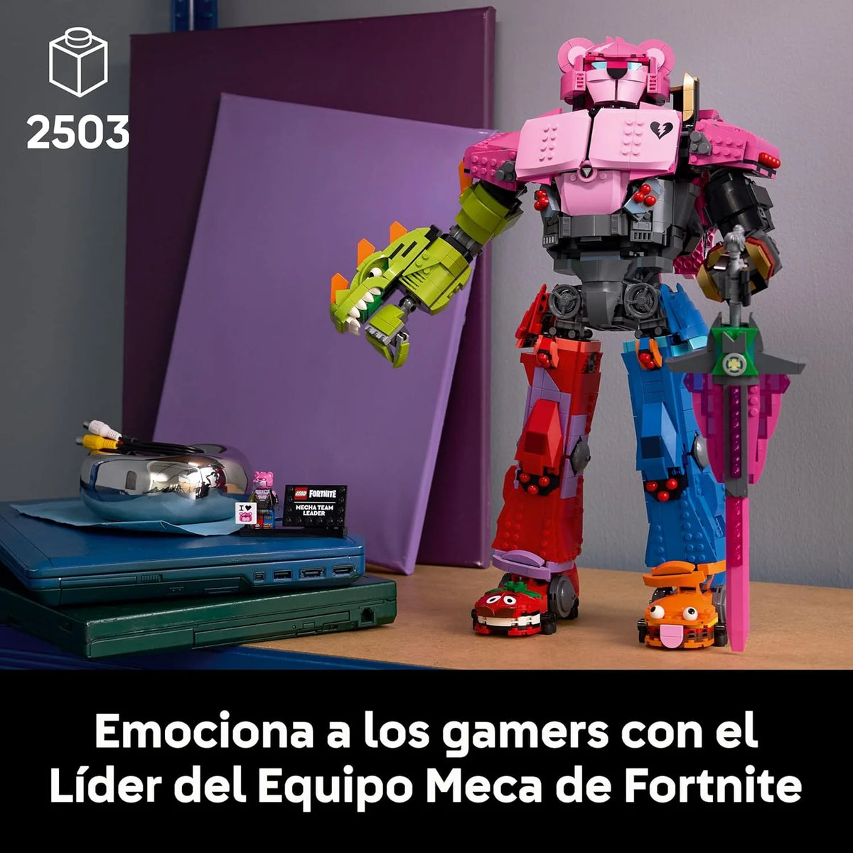 Fortnite Mecha Team Leader - Zestaw modeli do ekspozycji dla dorosłych - Ruchoma figurka z mieczem zabawkowym i minifigurką - Kolekcjonerski prezent dla graczy i fanów gier wideo 77078