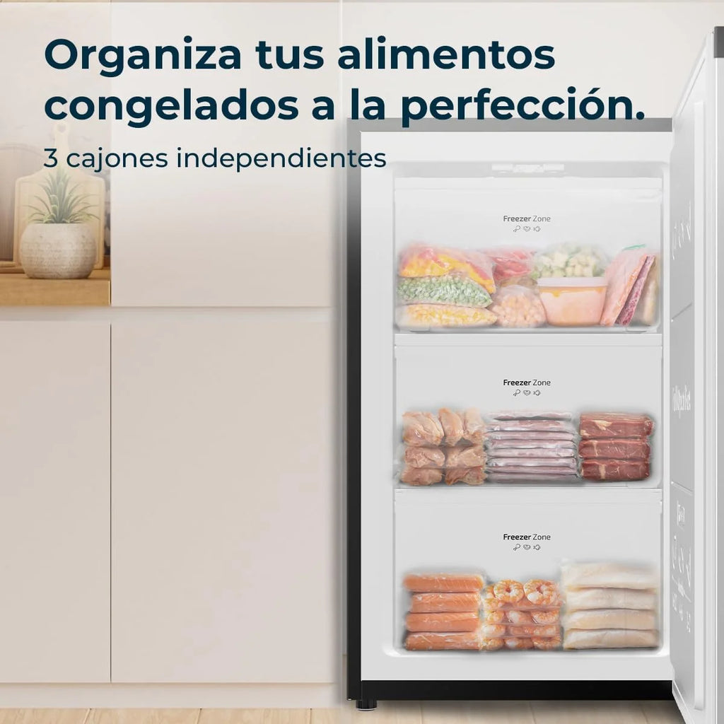 Cecotec Zamrażarka pionowa nablatowa 87L Bolero CoolMarket TF 87 Inox. 83,6 cm wysokości i 50,6 cm szerokości, niskie zużycie energii, płaskie i odwracalne drzwi, kompaktowa konstrukcja, biała
