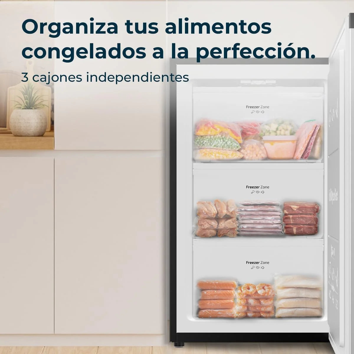 Cecotec Zamrażarka pionowa nablatowa 87L Bolero CoolMarket TF 87 Inox. 83,6 cm wysokości i 50,6 cm szerokości, niskie zużycie energii, płaskie i odwracalne drzwi, kompaktowa konstrukcja, biała