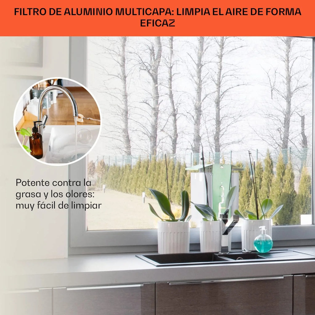 Klarstein Campana Isla Cocina, Okap Kuchenny Wyspowy, Okap Sufitowy Przepływ Powietrza 641m³/h, Zegar, Okap Wyspowy z Regulacją, 3 Tryby Odsysania Dymu i Filtry Węglowe