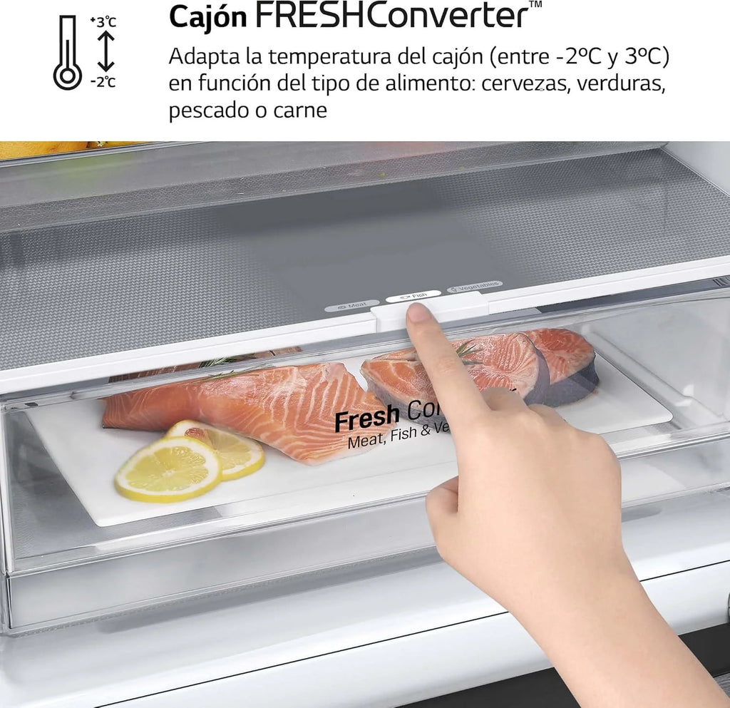 GBP61DSXGC - Lodówka kombi No Frost, zamrażarka, sprężarka Smart Inverter, kolor Inox Antihuellas, 186 cm, 341 l