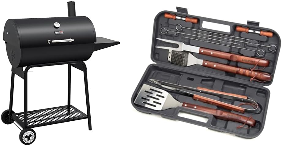 Grill węglowy Royal Gourmet CC1830 30 cali z bocznym stolikiem, grill zewnętrzny z 627 calami kwadratowymi powierzchni do gotowania na ogród, patio i imprezy, czarny, 2026