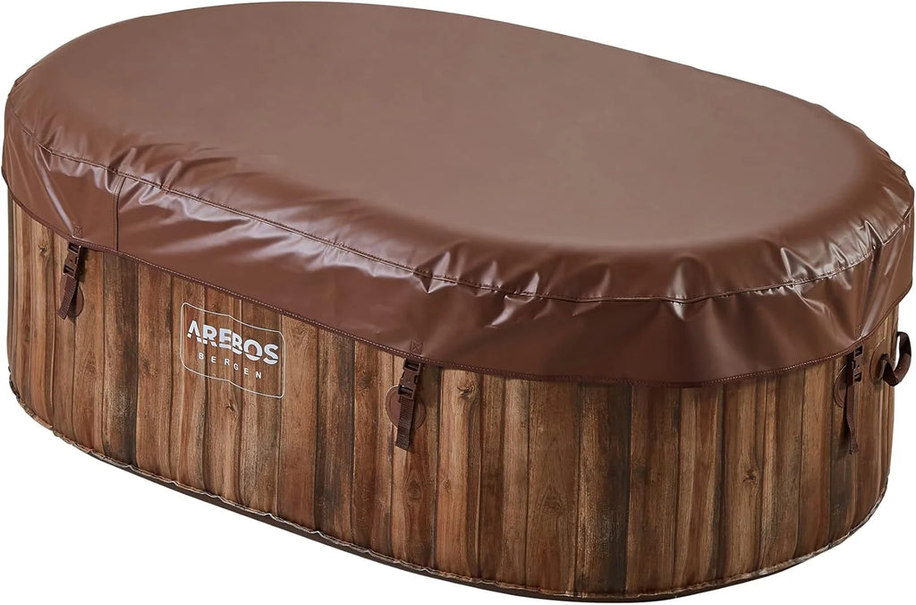 Arebos Whirlpool | Dmuchane SPA | Do użytku wewnątrz i na zewnątrz | Owalne 190x120 cm | 2 osoby | 90 dysz masujących | Z ogrzewaniem | 550 litrów | W zestawie Pokrowiec | Masaż bąbelkowy SPA i Wellness