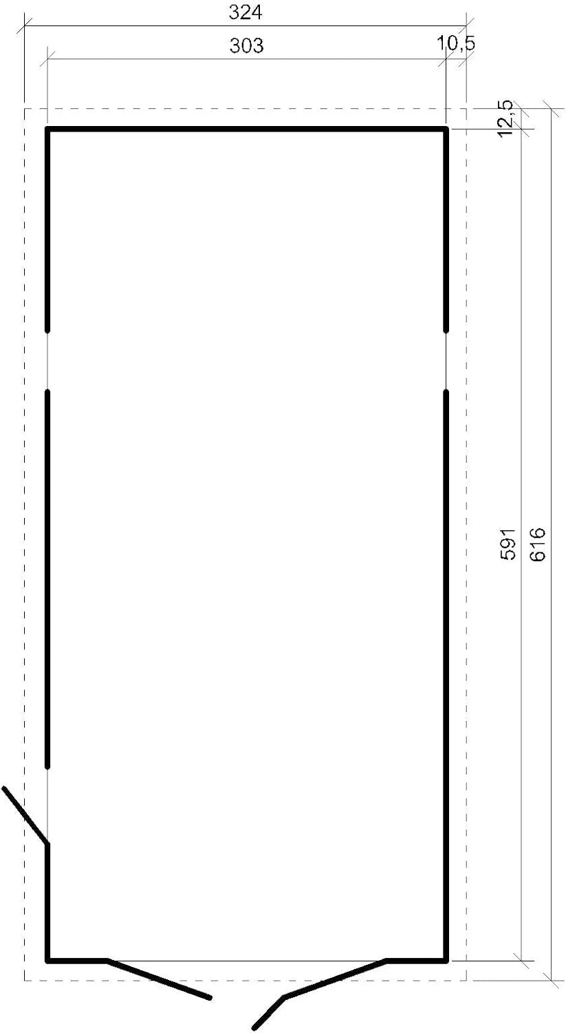 Garaż drewniany naturalny - szopa z drewna sosnowego/świerkowego - A222x616x324 cm / 18 m² - Konstrukcja panelowa - Warsztat ogrodowy - Garaż samochodowy, szopa na narzędzia - TIMBELA M102