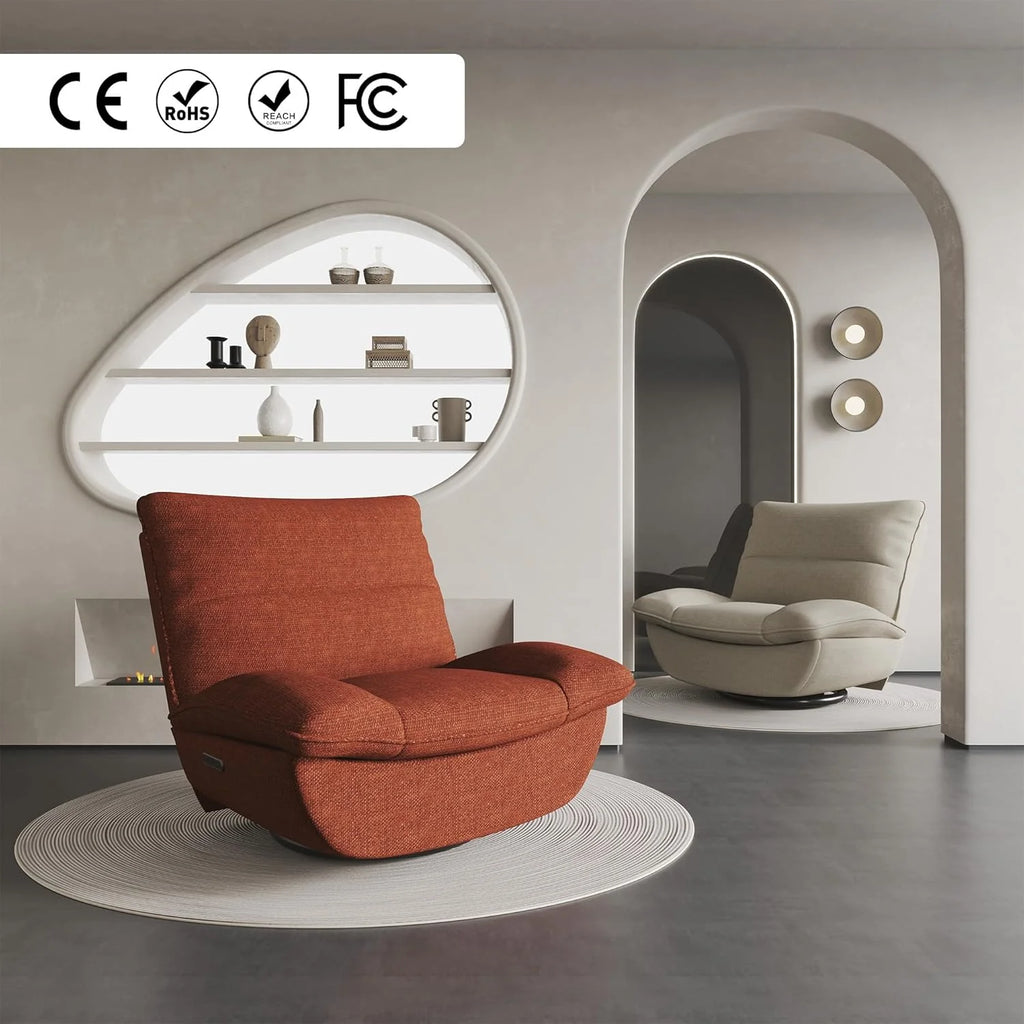 FLEXISPOT XC6 Fotel Relaxacyjny, Obrotowa Kanapa z Funkcją Bujania, Fotel TV z Regulowanym Oparciem, Rozkładany Fotel do Sypialni, Salonu i Kina Domowego (Beżowy)