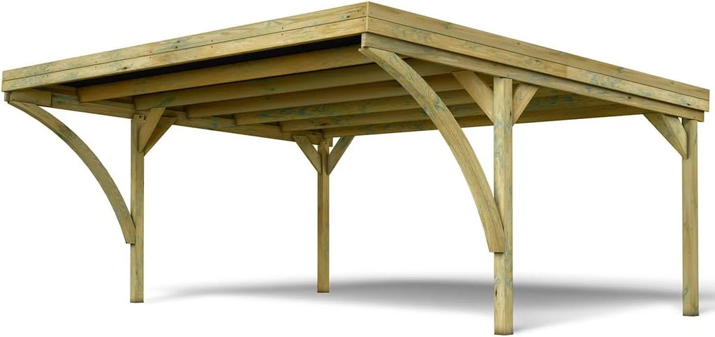 Forest Style - Podwójna Wiata Garażowa Victor Modern 30,9 m² (6,02 x 5,11 x 2,52 m) – Drewno Sosnowe Impregnowane – Dach Poliwęglanowy – Zadaszone Miejsce Parkingowe na 2 Samochody – Solidna i Trwała Konstrukcja
