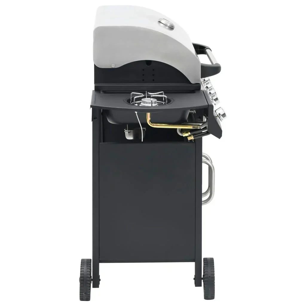 Grill gazowy Barbacoa 4+1 palniki, czarno-srebrny Vidaxl