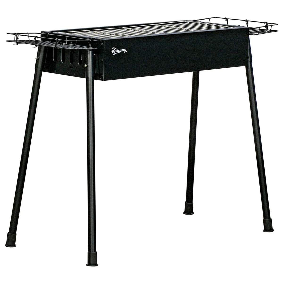 Grill węglowy Outsunny ze stali nierdzewnej, metalowy, 77x30x70 cm, czarny