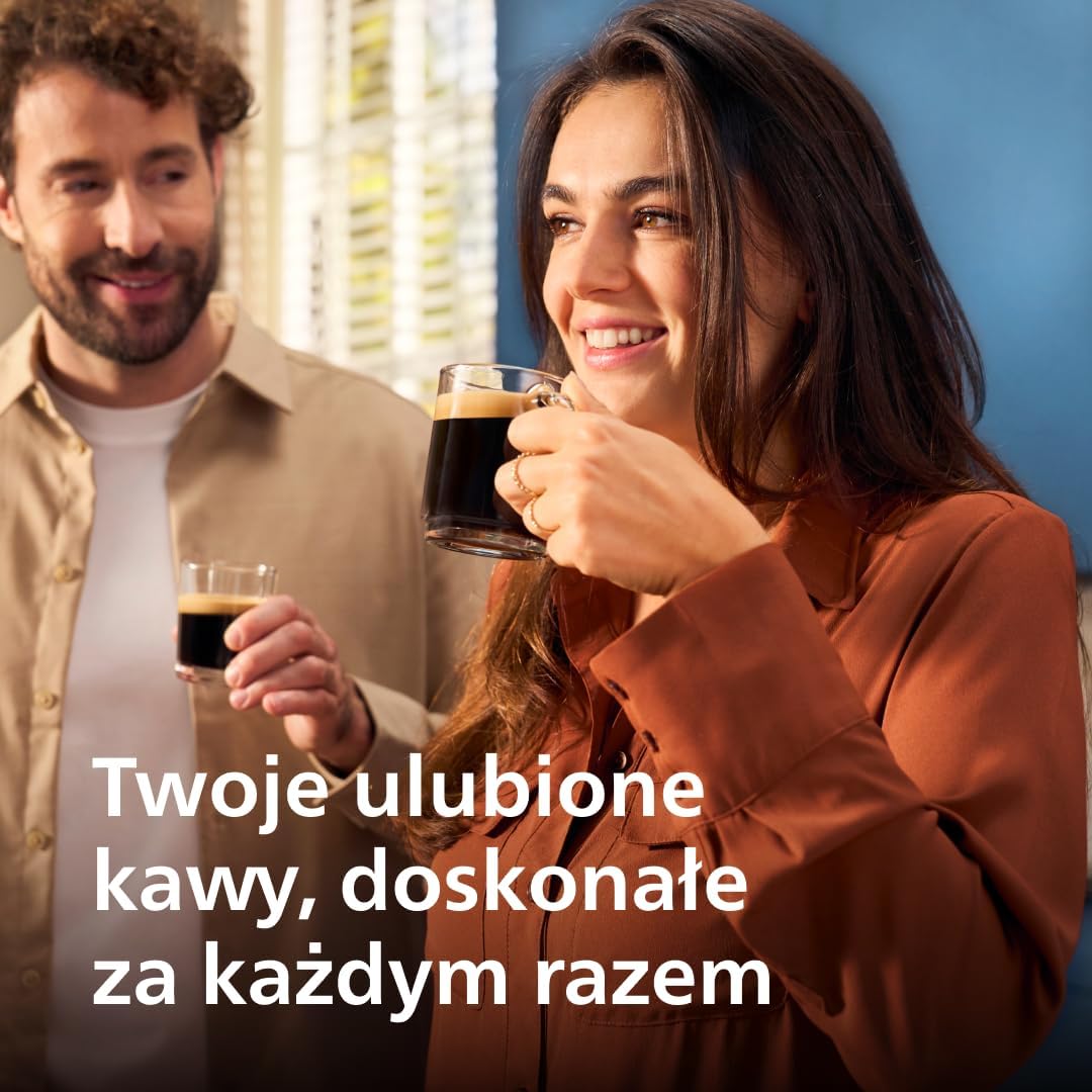 Philips 2200 Series Automatyczny ekspres do kawy - 2 rodzaje kawy, wyświetlacz dotykowy, klasyczny spieniacz do mleka, ceramiczny młynek, matowa czerń (EP2220/10)