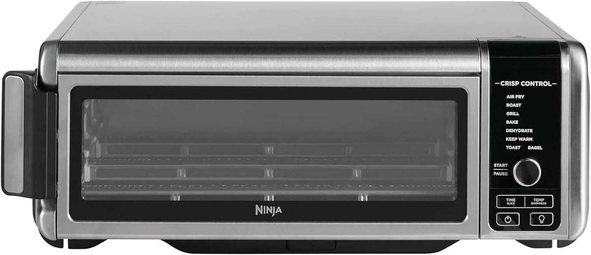 Ninja Foodi 10 w 1, piekarnik wielofunkcyjny, przenośny mini piekarnik na blat, frytkownica beztłuszczowa, pieczenie, grill, ciasta i inne, 10 funkcji gotowania, srebrno-czarny, DT200EU