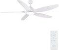 Newday 153cm Duży Biały Wentylator Sufitowy z Oświetleniem i Pilotem, Ściemniacz LED, Odwracalny Silnik DC do użytku latem i zimą, 5 Cichych Łopatek do Sypialni Salonu Balkonu